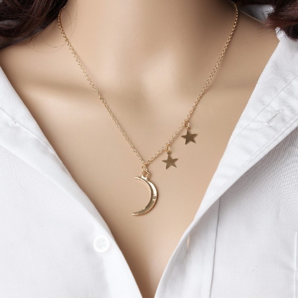 *ELIANA* Gold Moon x Stars Fashion Necklace